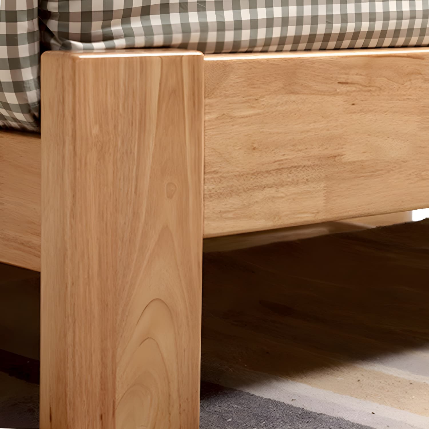Modern Solid Color Panel Bed Rubberwood Standard Bed with Headboard - image 10