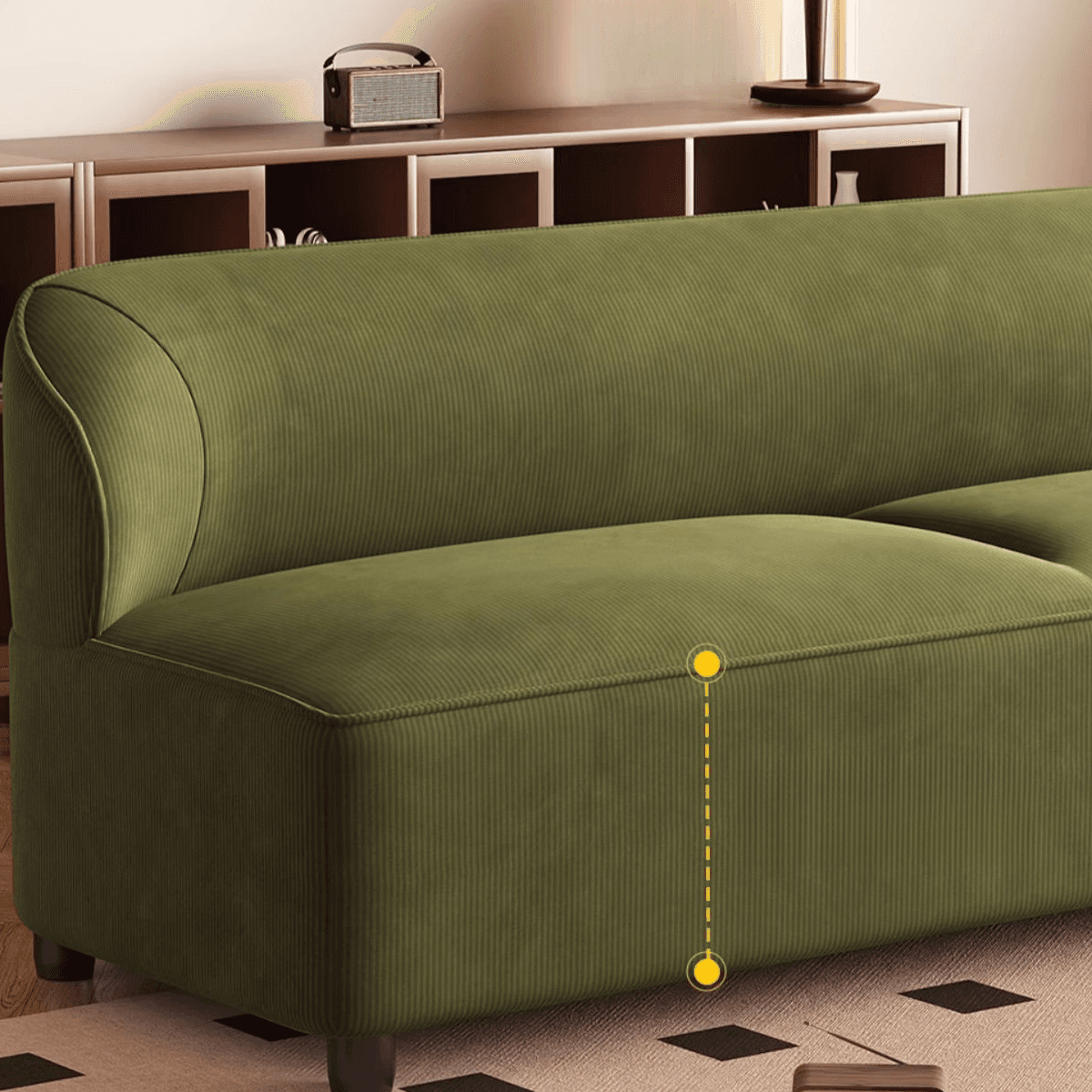 Trendy Solid Color Stain Resistant Loveseat in Emerald Green/Auburn/Beige for 2 People - image 11