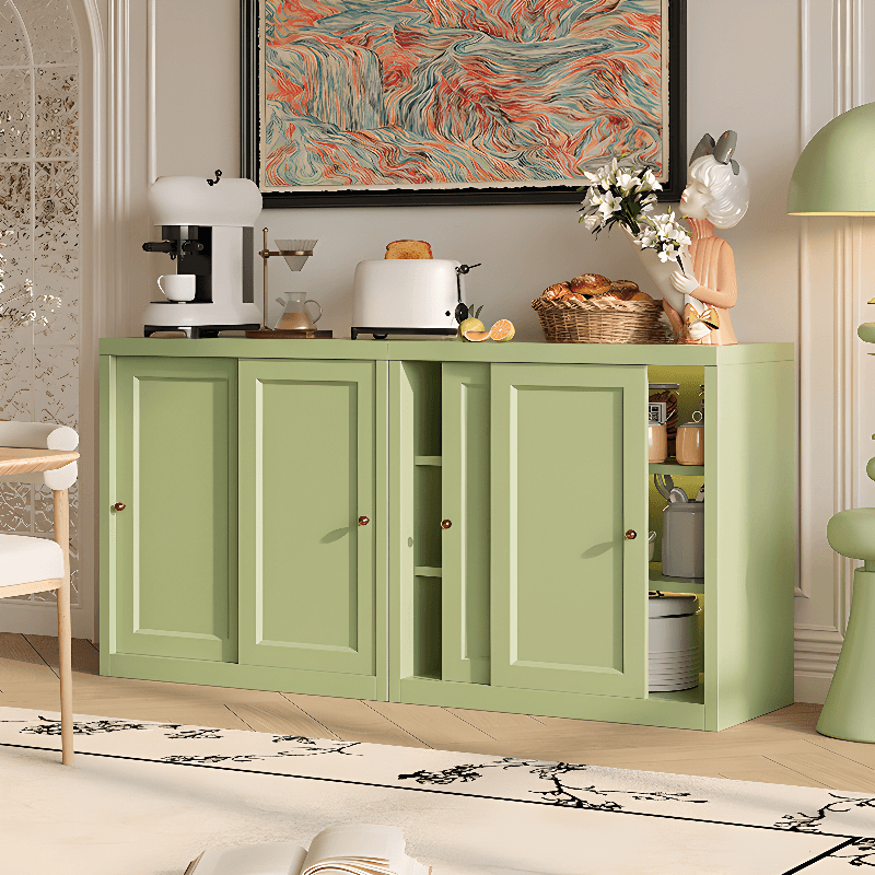 Art Deco Standard/Wide Oven Cabinet with Kitchen Cupboards, Iron Countertop, and Adjustable Sliding Doors - image 6