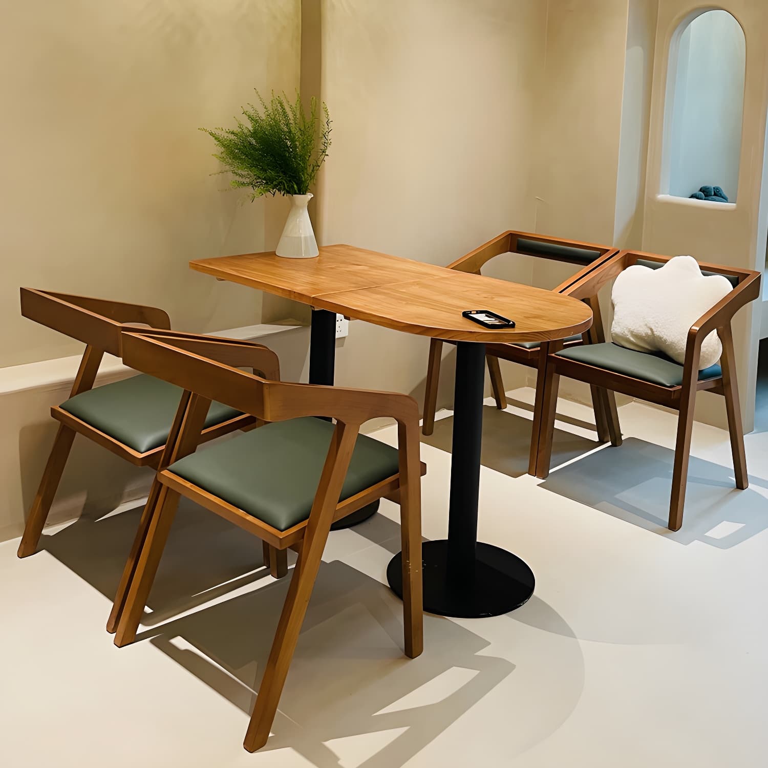 Modern Natural Pine Solid Wood Top Dining Table with Iron Base - image 3