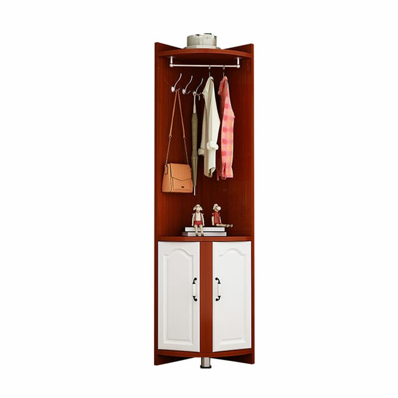 Scandinavian Wood Corner Accent Cabinet with 1 Cabinet and Opening Shelves for Room