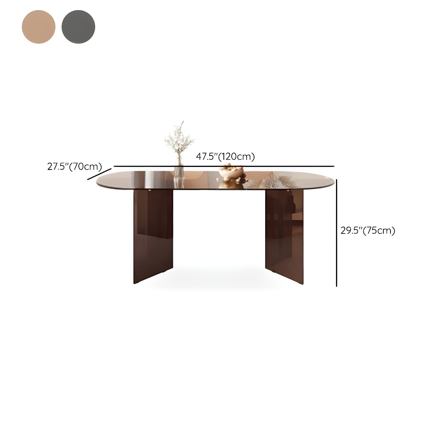 Glass Modern Top Space Saving Dining Table with Double Pedestal - image 21