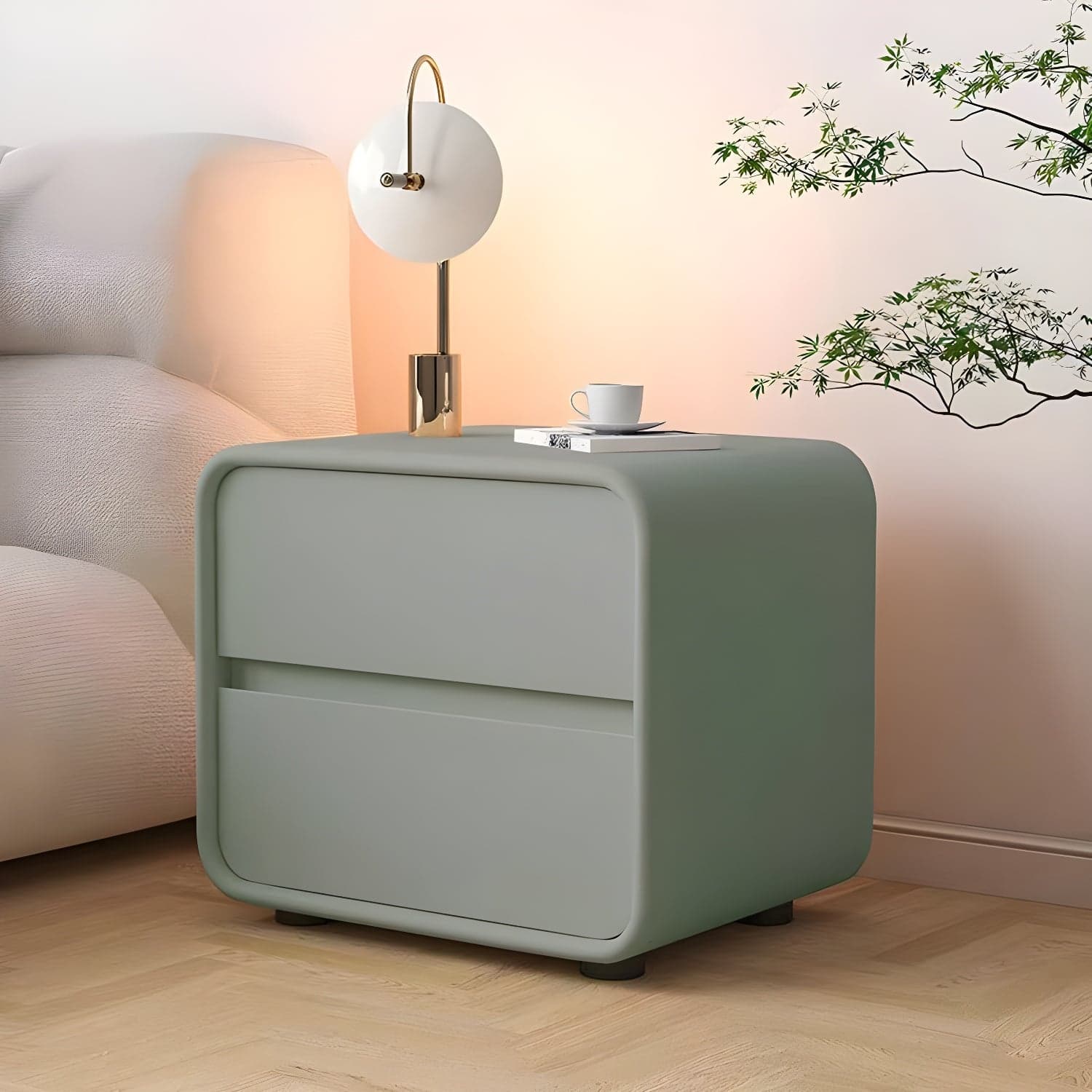 Contemporary Accent Table Nightstand Drawer Storage with 2 Drawers - image 6