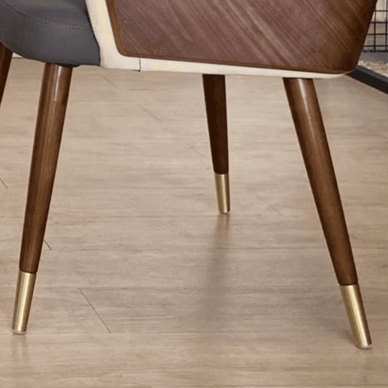 Bordered Reliable Upholstered Arm Chair with Solid Back and Wooden Legs for Dinette in a Lavish Style - image 16