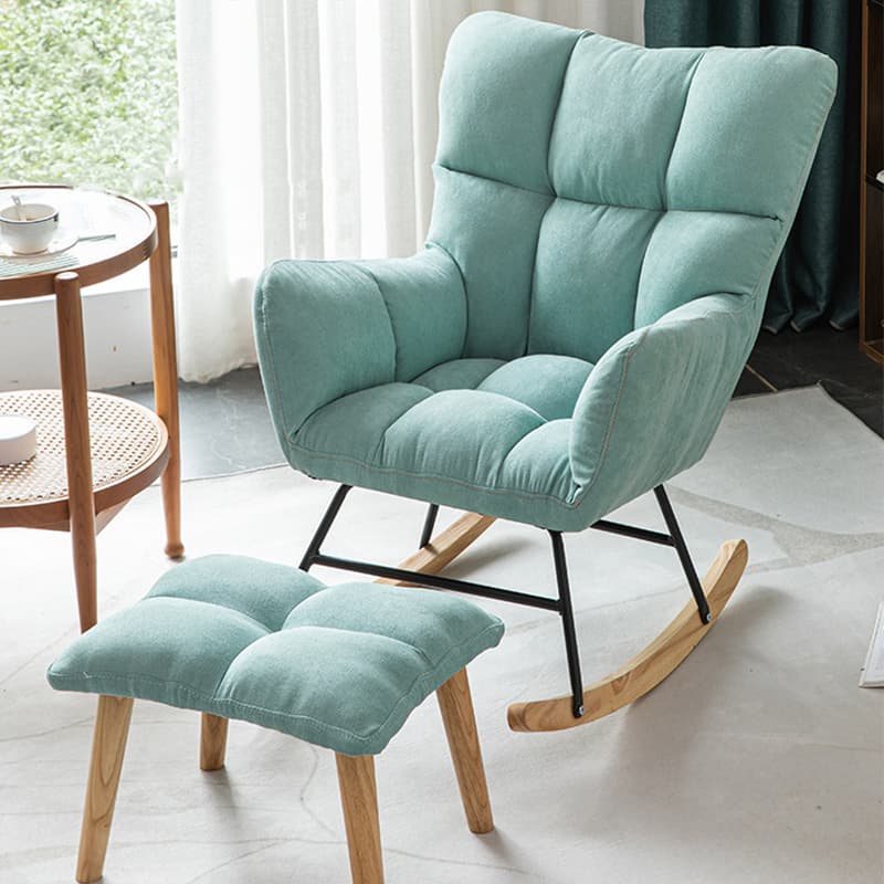 Modern Upholstered Rocking Chair with Tufted Seat - Natural Wood Legs for Stylish Home Decor - image 15