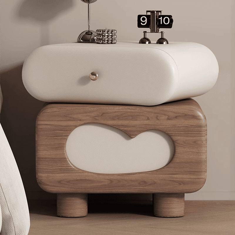 Organic Modern 2 Tiers Swivel Nightstand With Drawer Organization in Natural Wood - image 9