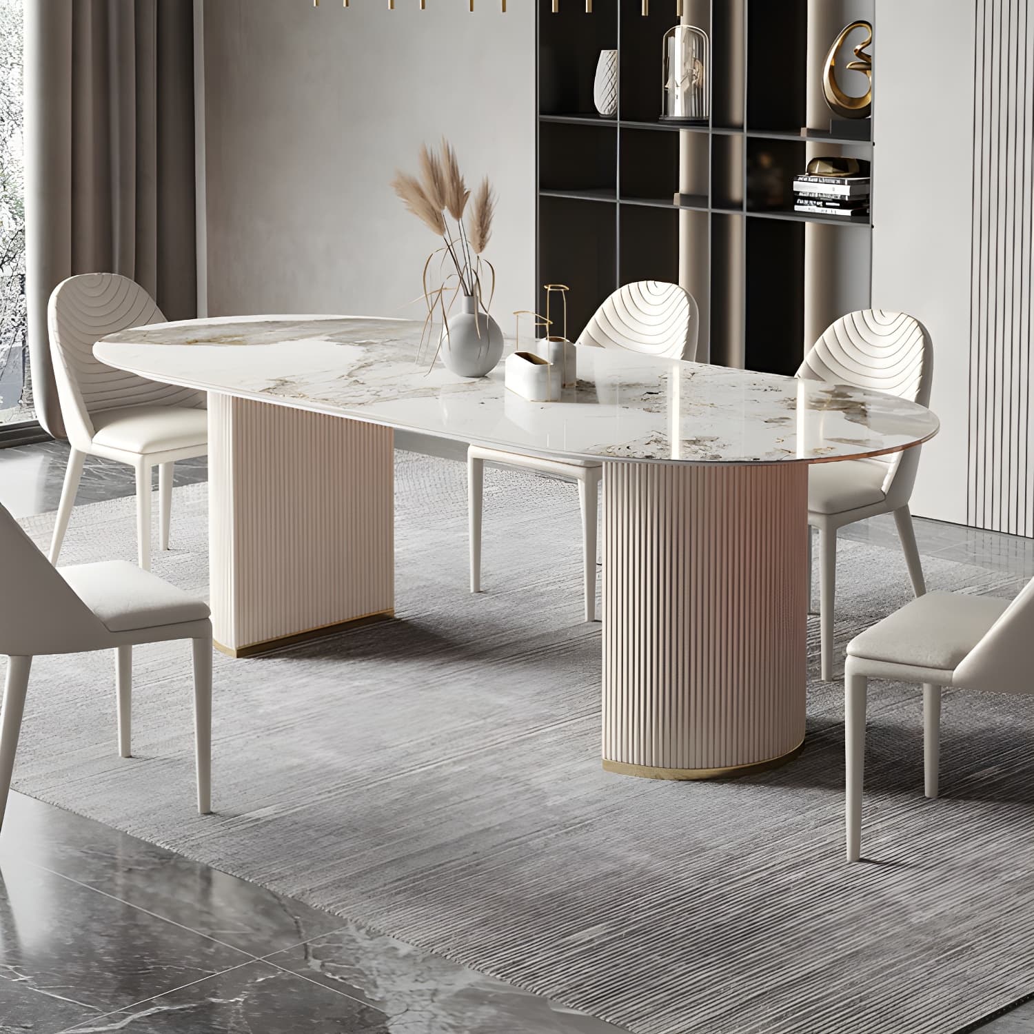 Traditional Luxury Dining Table Sintered Stone Oval Table for Home - image 9