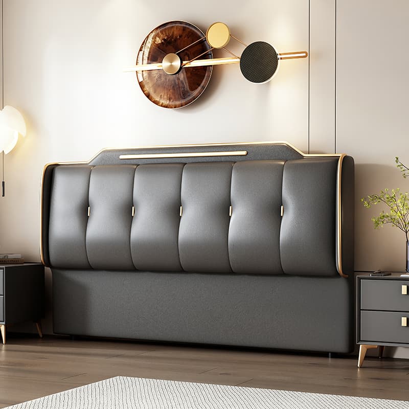 Art Deco Style Panel Headboard with No Distressing, Decorative-stitched Tufting, Rectangle Shape for Twin/Queen/Full Bed, Sponge Upholstery Fill, Standard Height