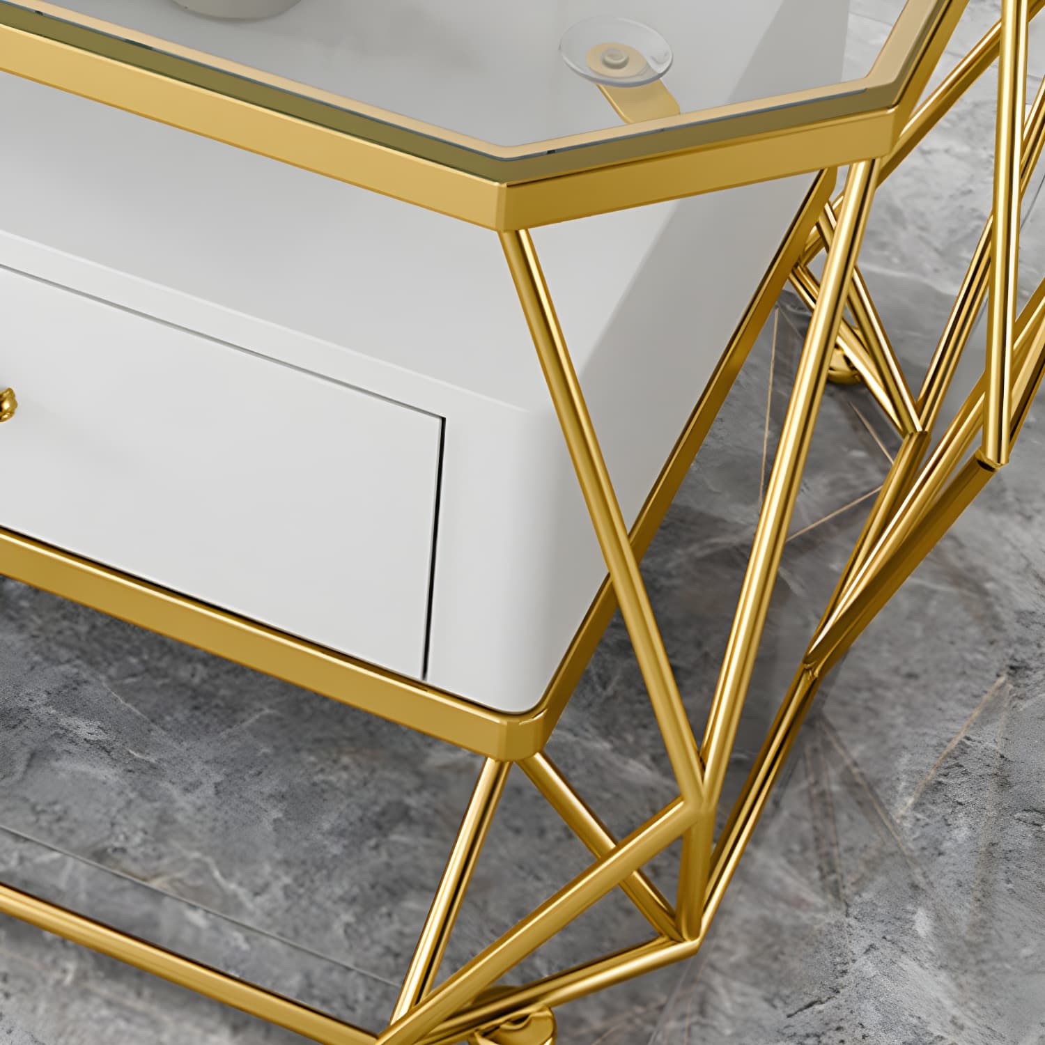 Glam Golden Frame Coffee Table with Storage Drawers Cocktail Table - image 8