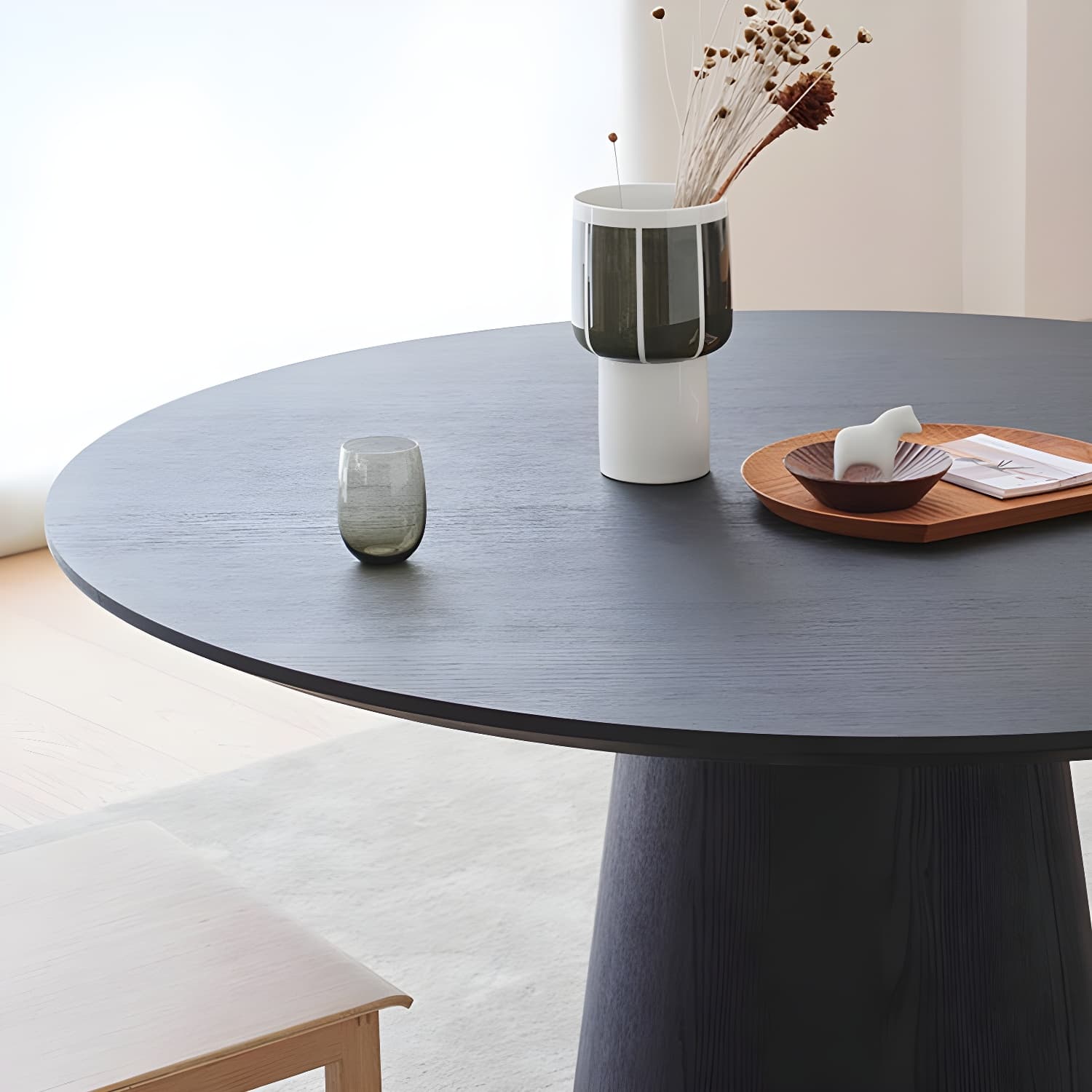 Contemporary Round Dinette Table Solid Wood Pedestal Dining Table - image 6