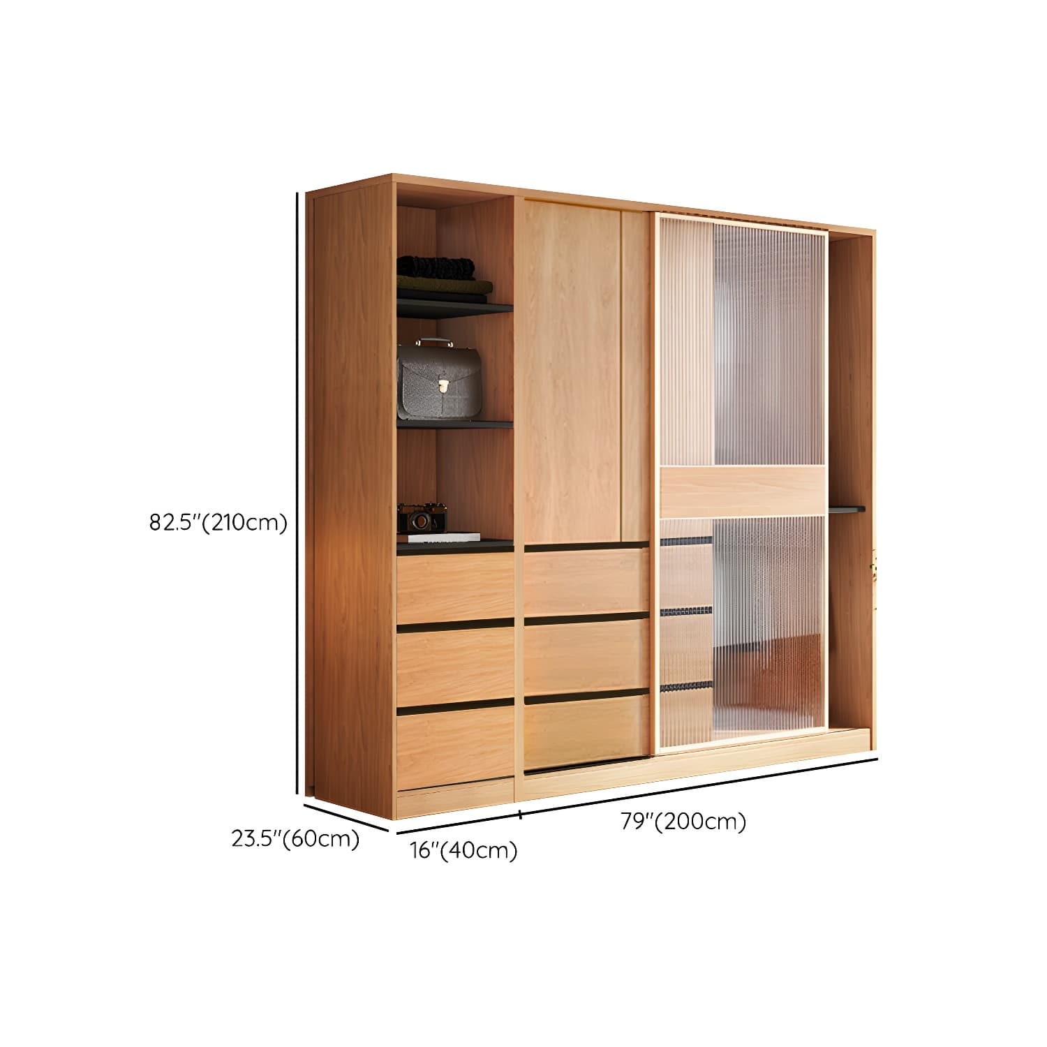 Engineered Wood Wardrobe Armoire with Drawer Modern Wardrobe Closet - image 26
