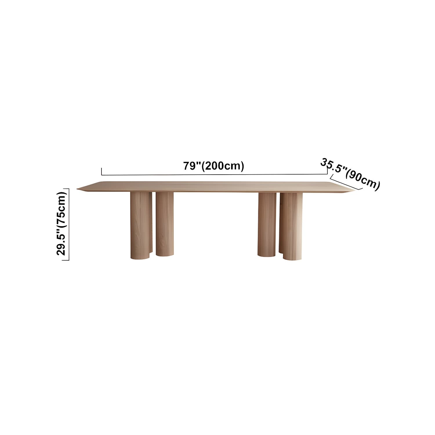 Rectangle Shape Casual Dining Table Solid Wood Fixed Table for Kitchen - image 12