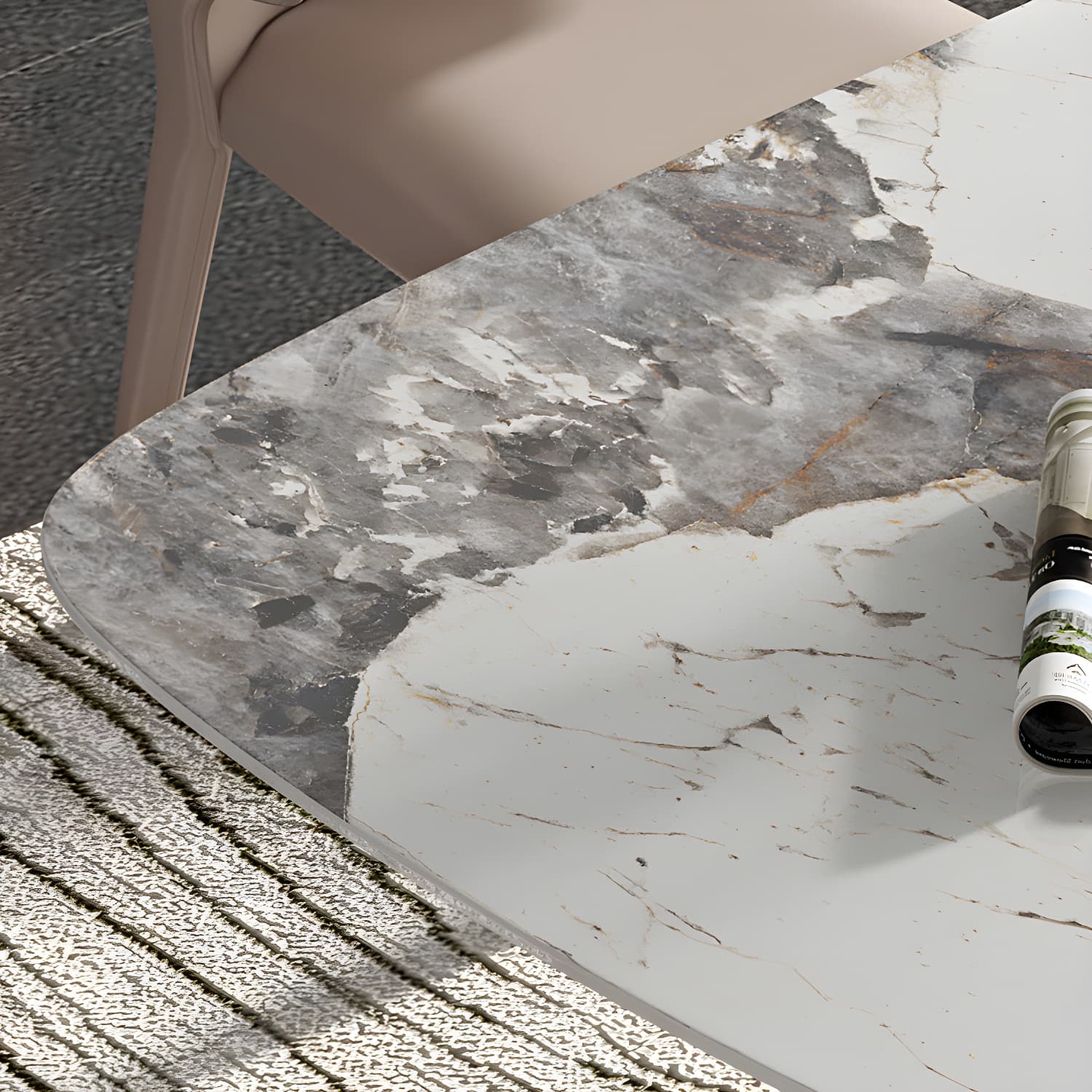 Rectangle Dining Table Sintered Stone Top Modern White Table with Black Legs - image 8