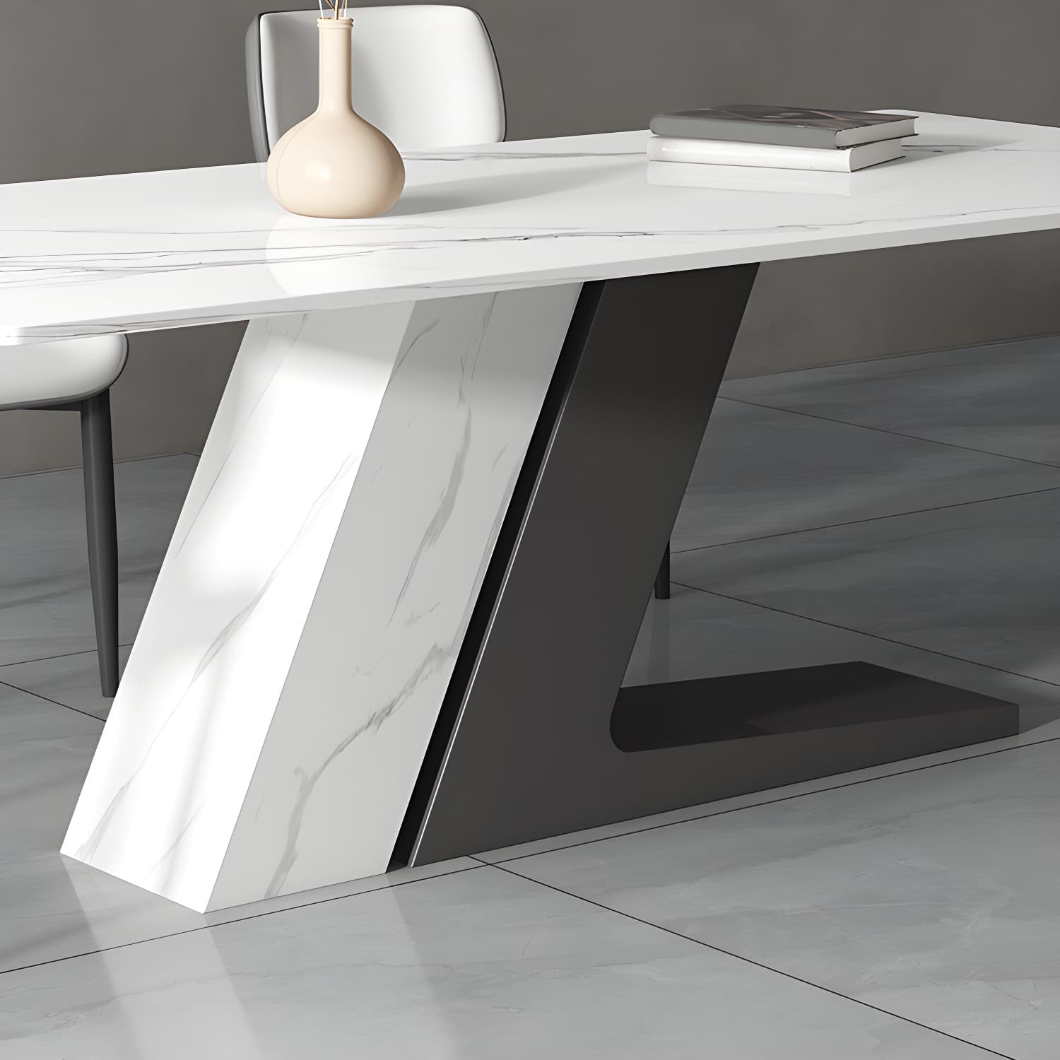Modern White Stone Top Dinette Table Set 1/4/5/7 Pieces Dining Set with Padded Chairs - image 8