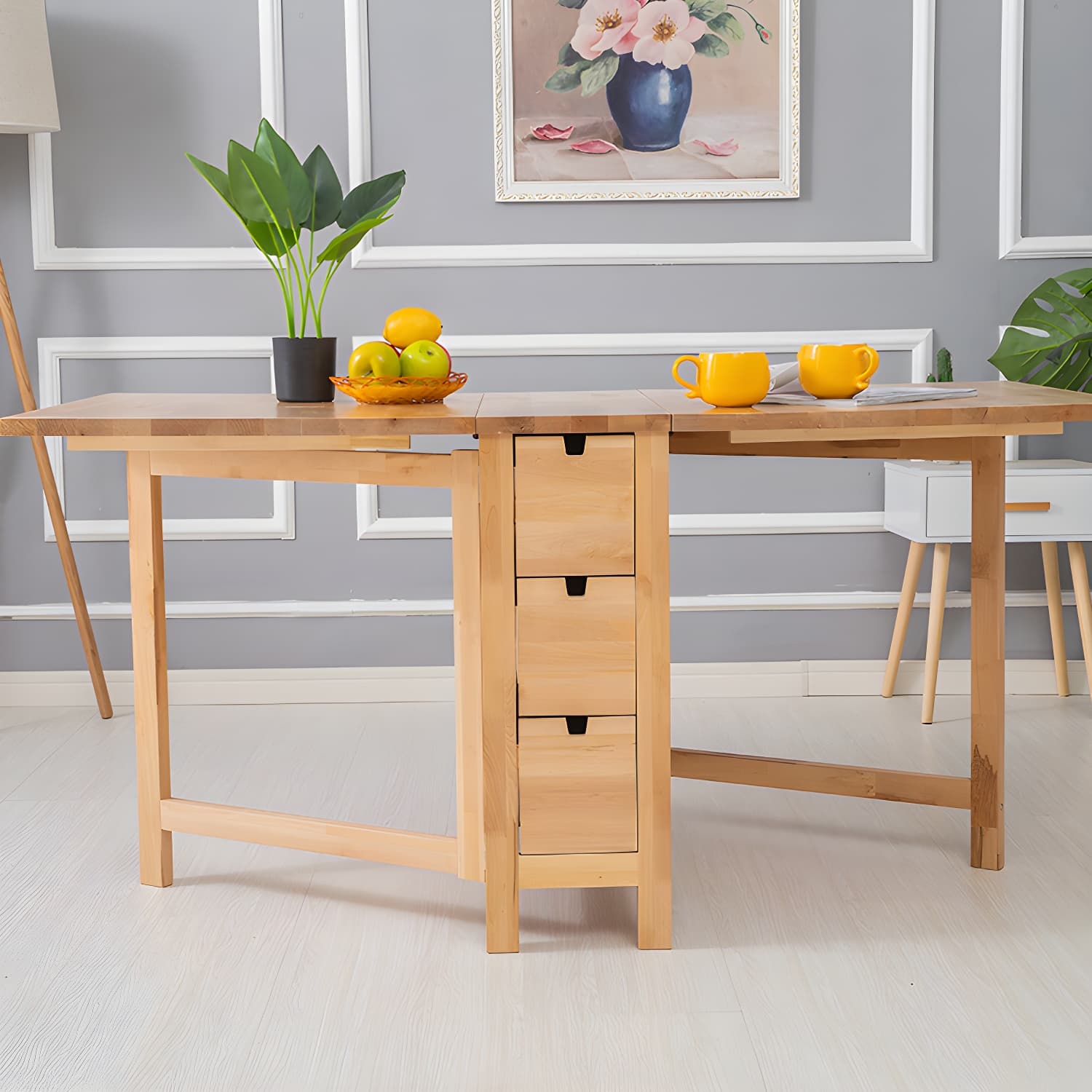 Modern Style Rectangle Solid Wood Drop-Leaf Dining Table, 59"L x 31.5"W x 29.5"H - image 13