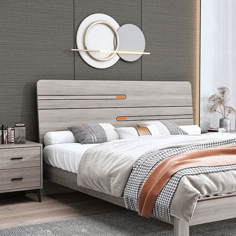 Trendy Queen(60"W x 80"L)/King(76"W x 80"L) Rectangle Panel Standard（36-55“） Bed Frame Mounted No Distressing in Wood - image 4