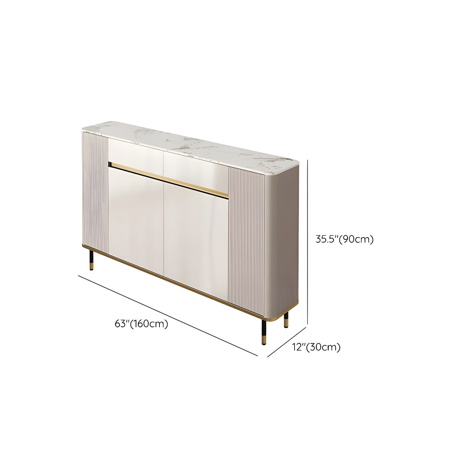 Glam Style Stone Top Sideboard Engineered Wood Side Board for Living Room - image 29
