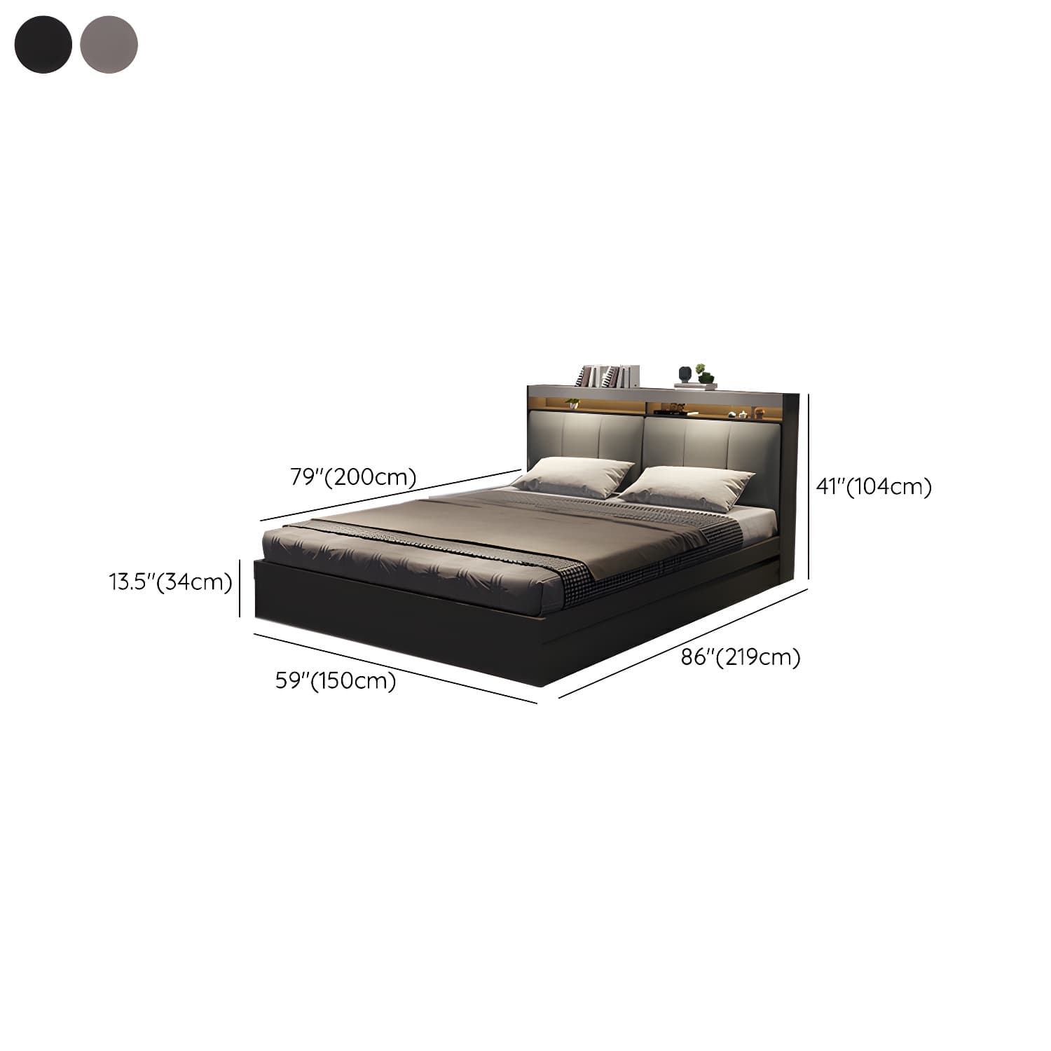 Modern Upholstered Headboard Bed with Storage and Patchwork Design - image 14