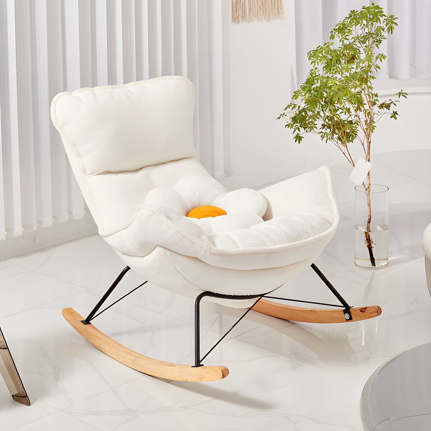 Modern Leather Rocking Chair Removable Cushions Rocker Chair for Drawing Room - image 9