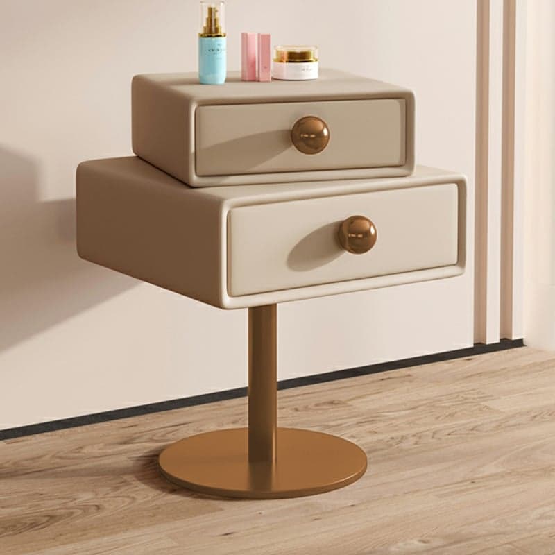 Modern Faux Leather Drawer Storage Nightstand in Narrow for Bedroom - image 3