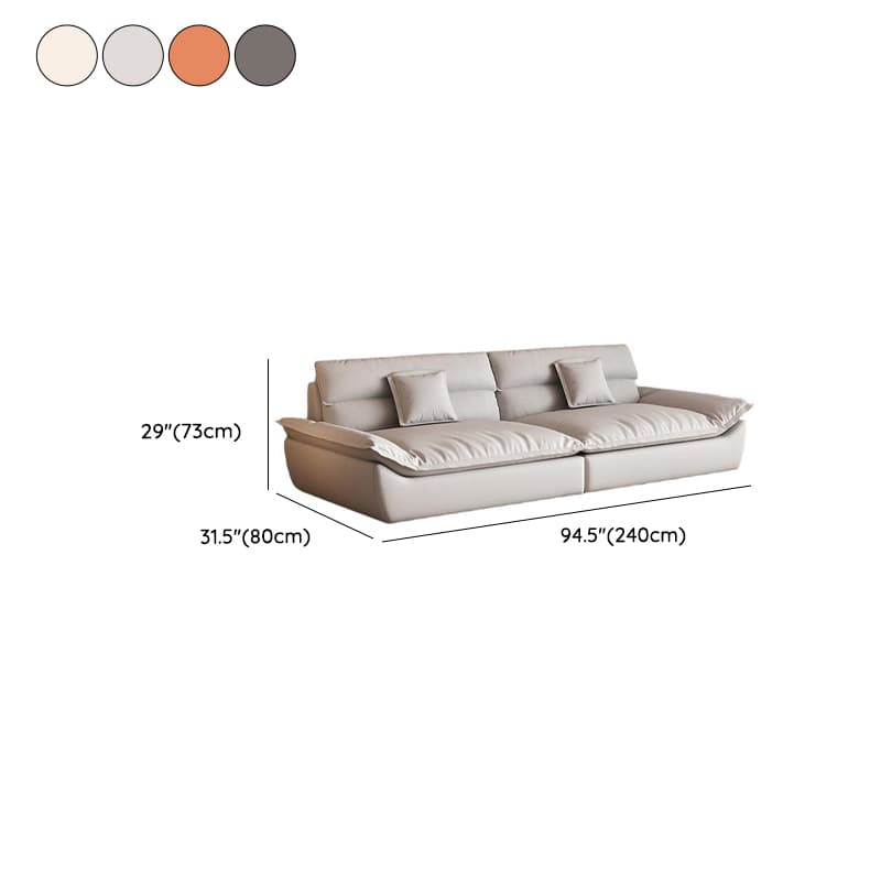 Modern Solid Color Scratch-defiant Standard Sofa in Light Gray/Taupe/Citrus Color, 3-seater with 2 Pillows - image 17