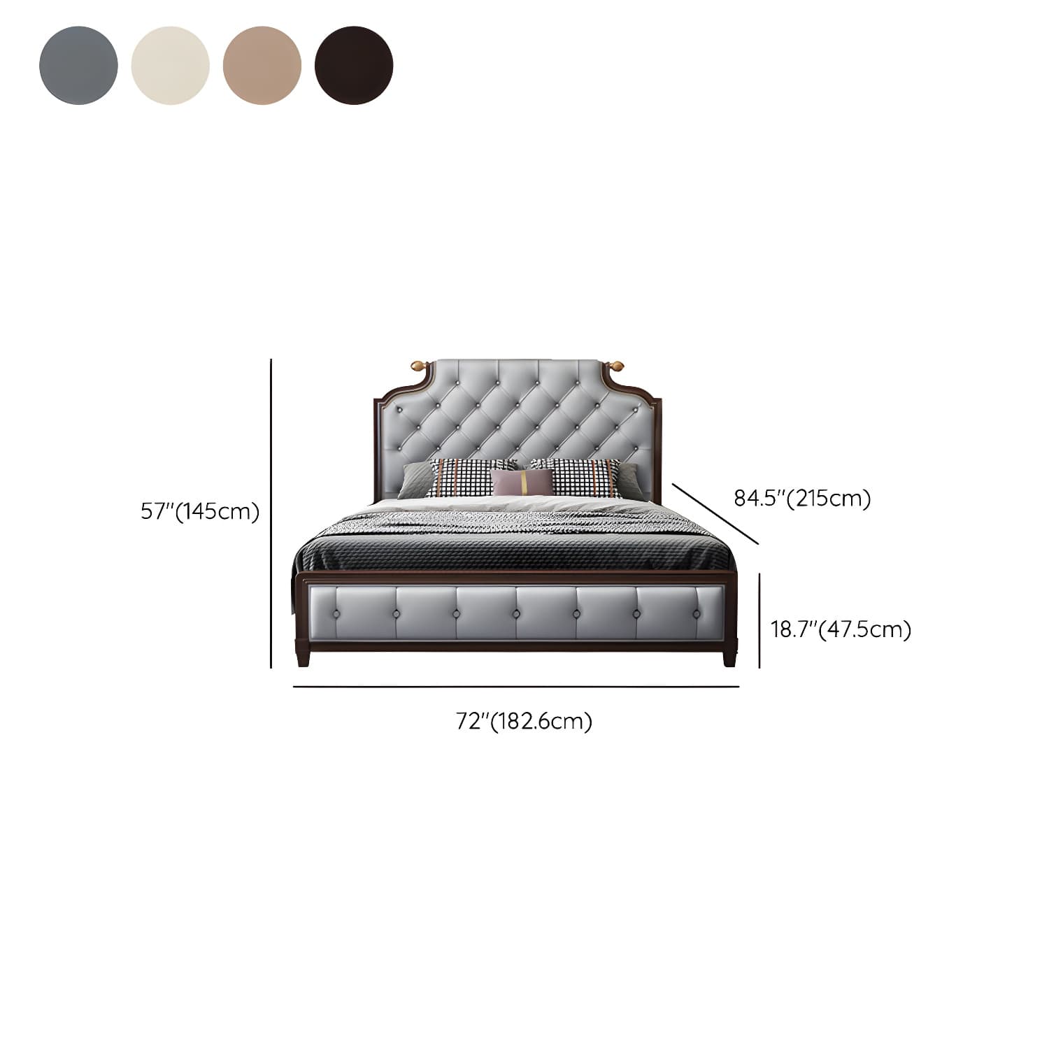 Tufted Upholstered Panel Bed with Nailhead Trim Victorian Solid Wood Bed Frame - image 11