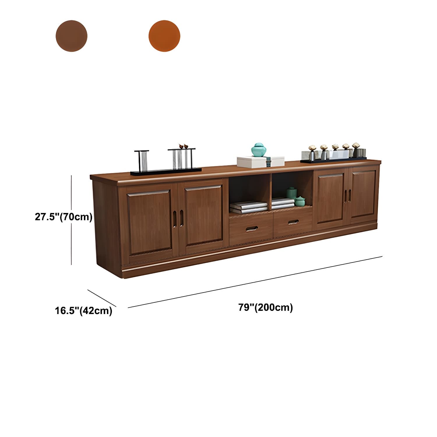 Traditional Solid Wood TV Console Open Storage TV Stand with Cabinet - image 13