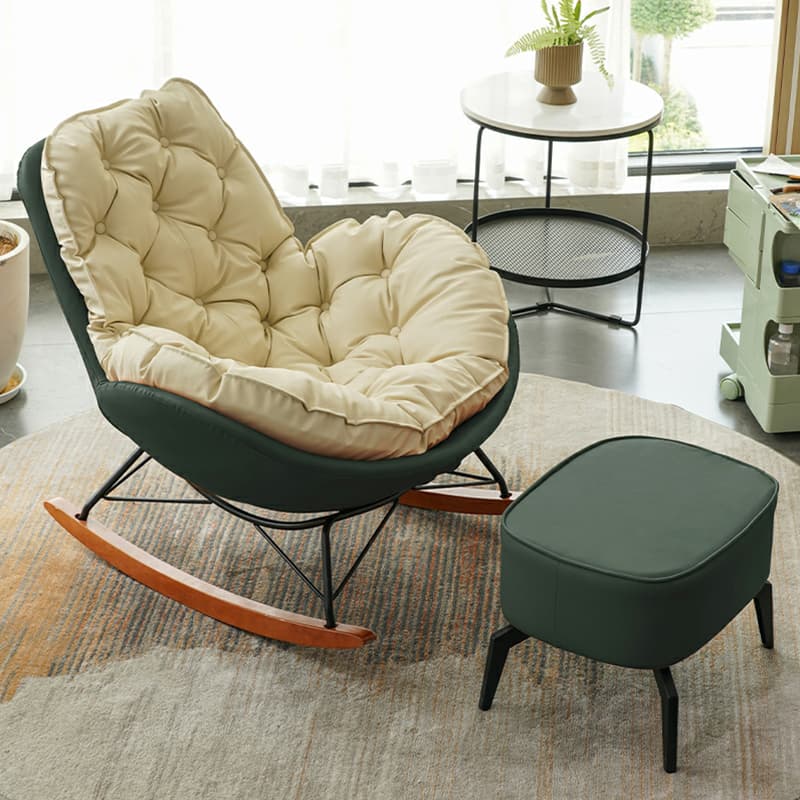 Ergonomic and Stationary Solid Wood Maternity Rocking Chair with Back and Flared Arm - image 13
