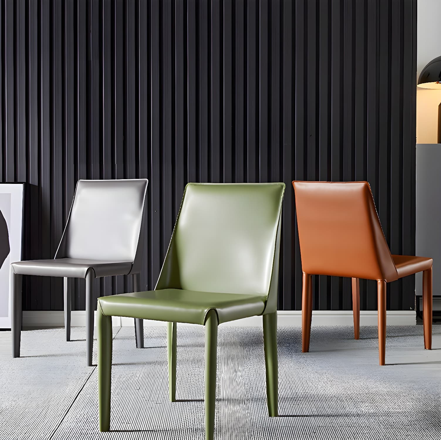 Designer Style Restaurant Saddle Leather Side Chair Matte Finish Parsons Dining Chair - image 11