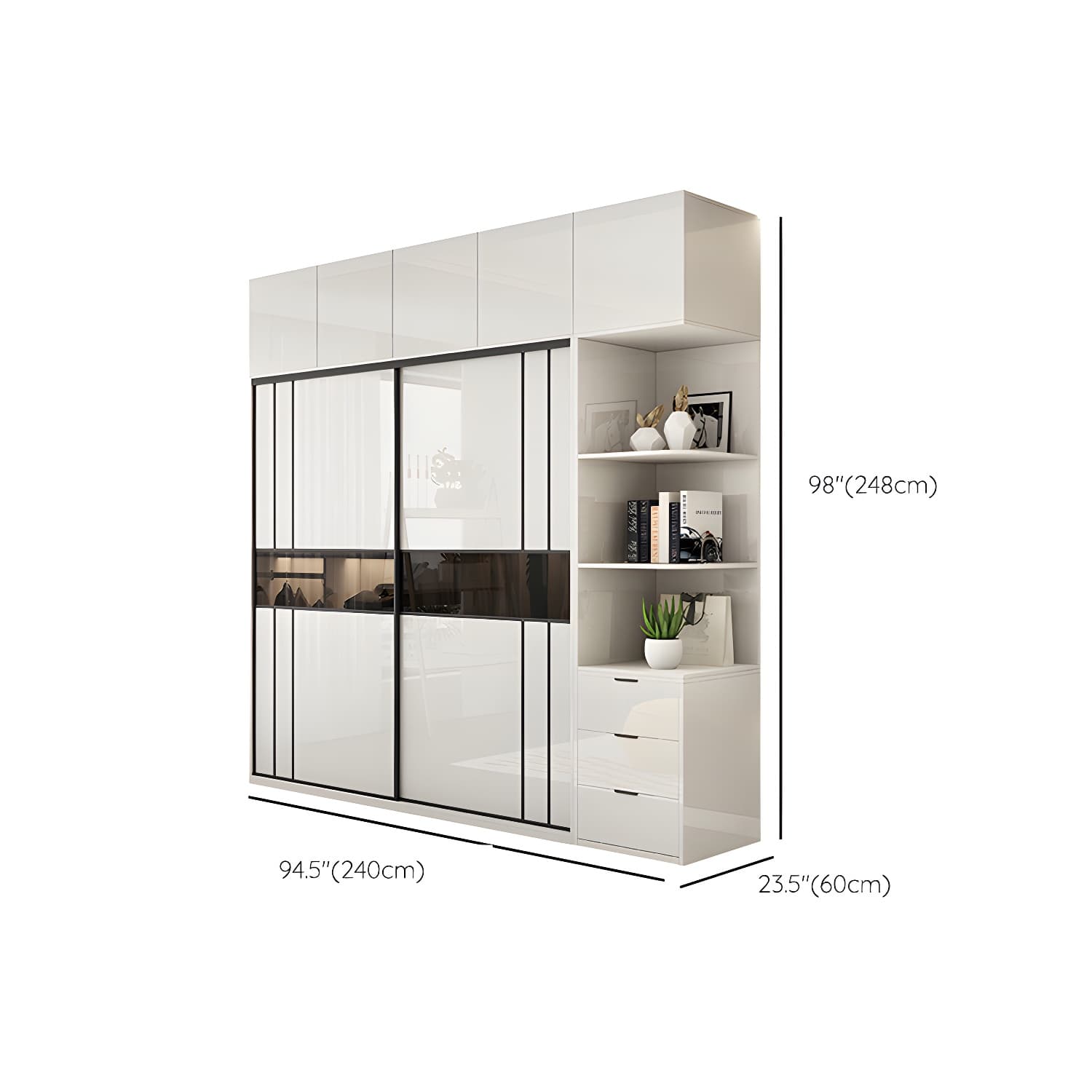 White Colour Wooden Wardrobe Cloth Rod Included Wardrobe Closet with Shelves - image 29