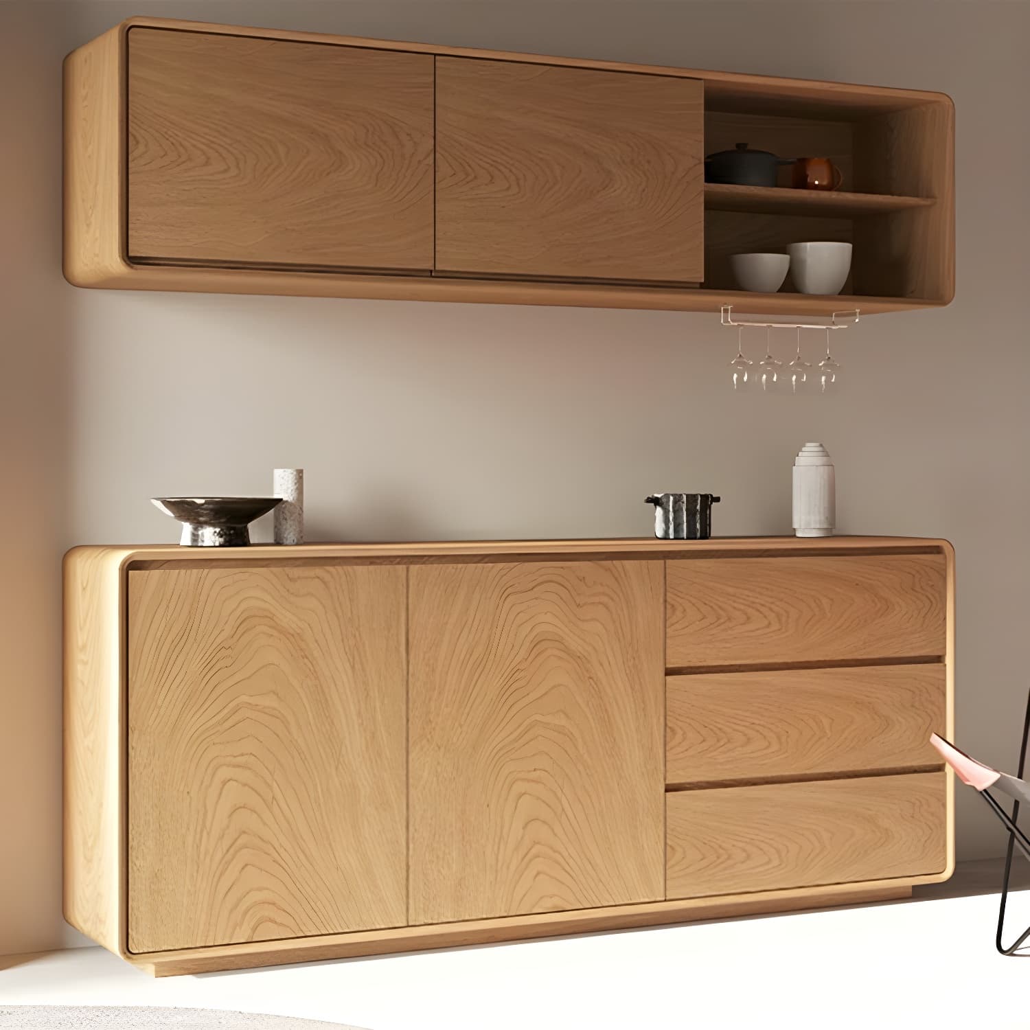 Scandinavian Wood Sideboard with 3 Drawers and 2 Doors, Overall Width 40cm, Overall Height 80cm - image 9