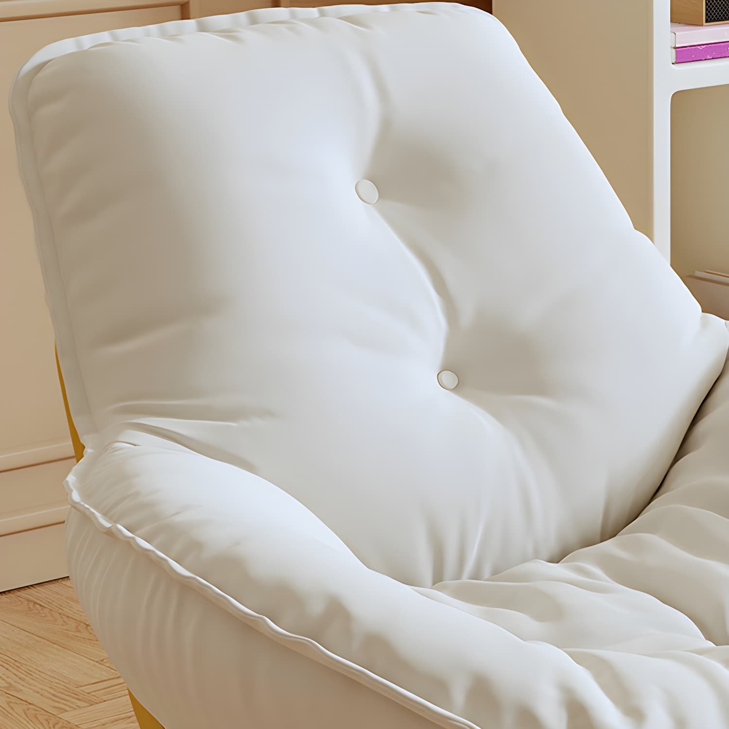 Indoor Contemporary Rocking Chair with Beige Upholstered and Wood Legs - image 15