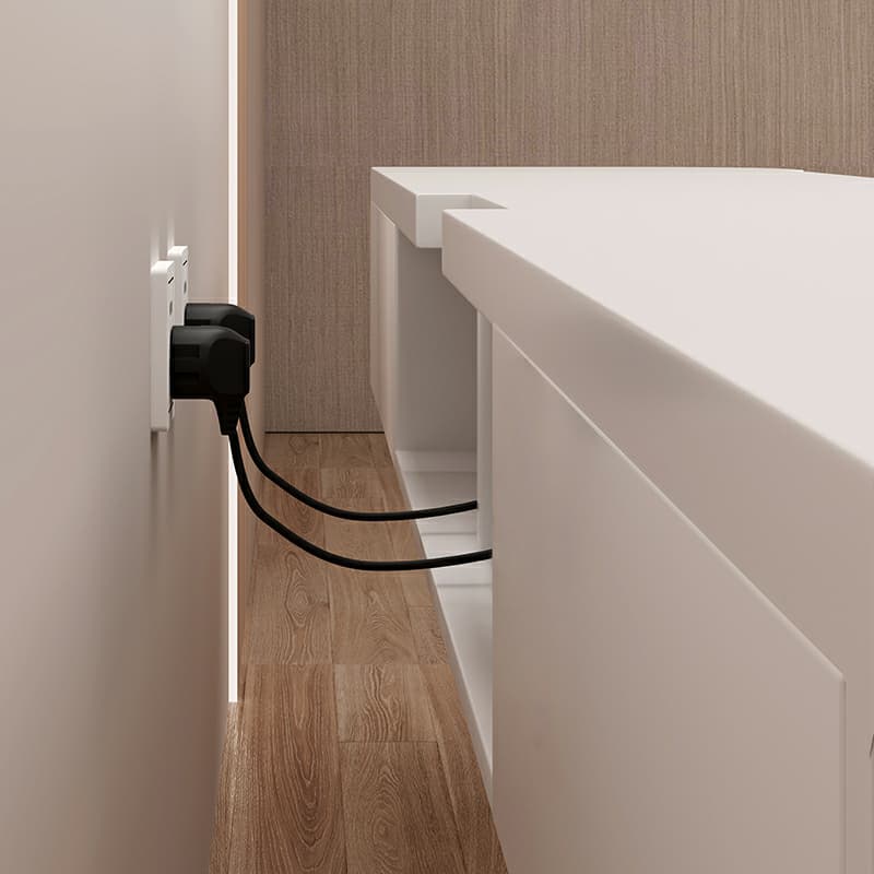 Elegant Rubberwood TV Stand with Floating Mount, Cable Management, and Soft Close Drawers - image 9