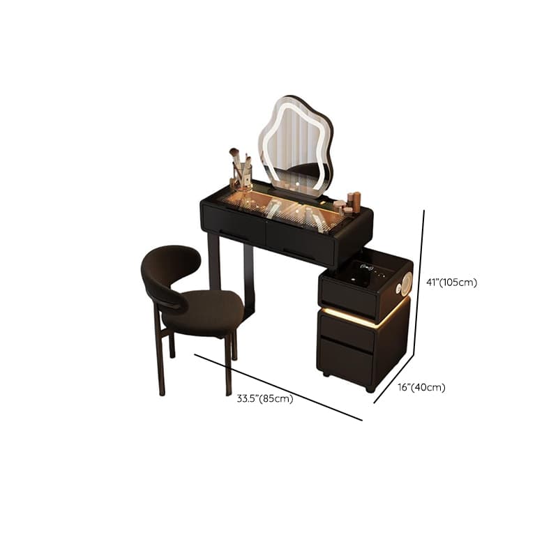 Elegant Vanity Set with Lighting, Electrical Outlet, and Push-Pull Functionality - image 12