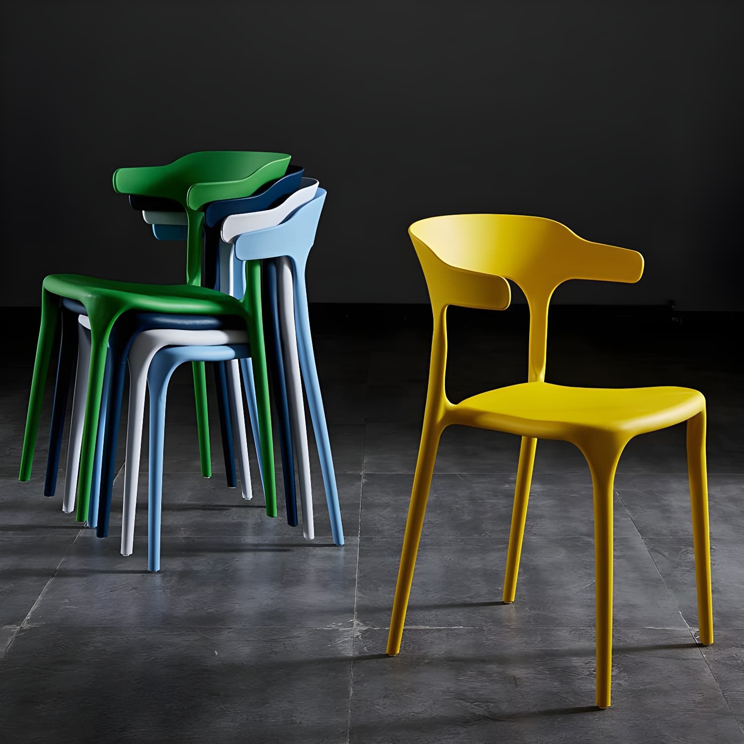 Glam Plastic Side Chair Matte Finish Open Back Dining Chair for Dinning Room - image 17