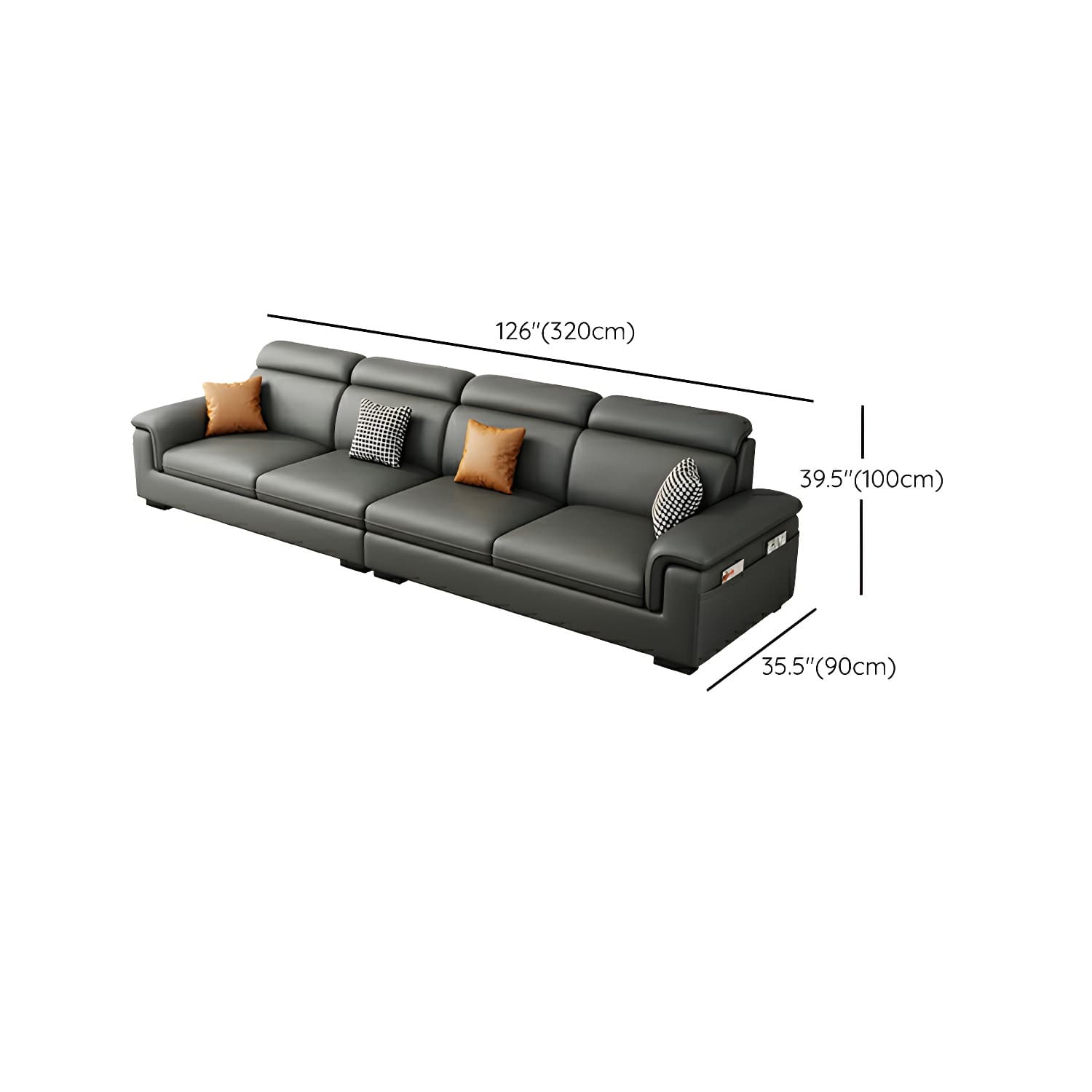 Modern Gray Stationary Sectional Sofa with Pillow Top Arm and Storage - image 16