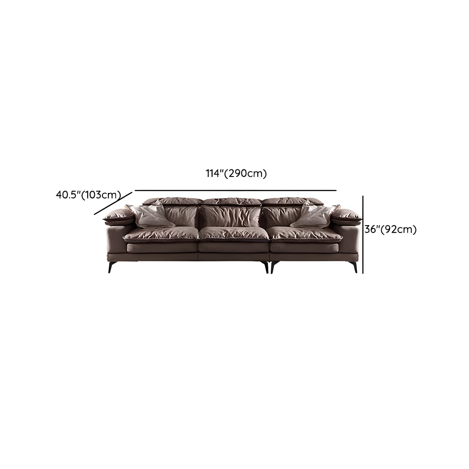 Mid-Century Modern Brown Tech Cloth Sectional Sofa with Wood Frame and Pillow Top Arms - image 19
