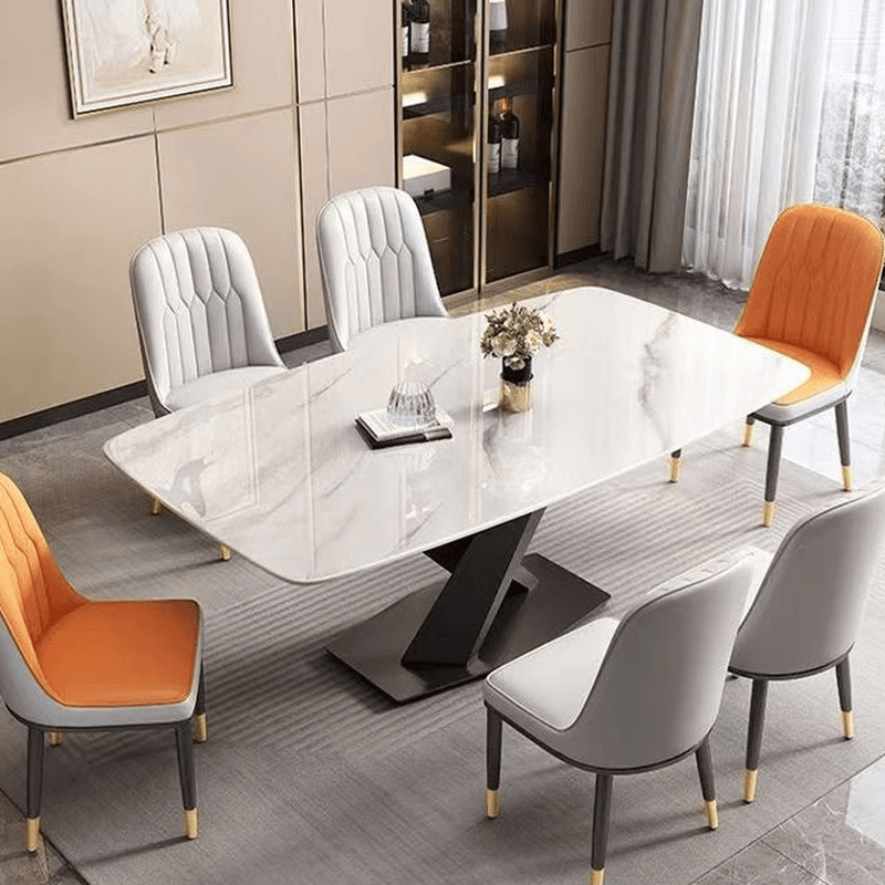 Rectangular Trendy Cream Fixed Standard Height Dining Table for 4/Seats 6 with Sintered Stone Top - image 10