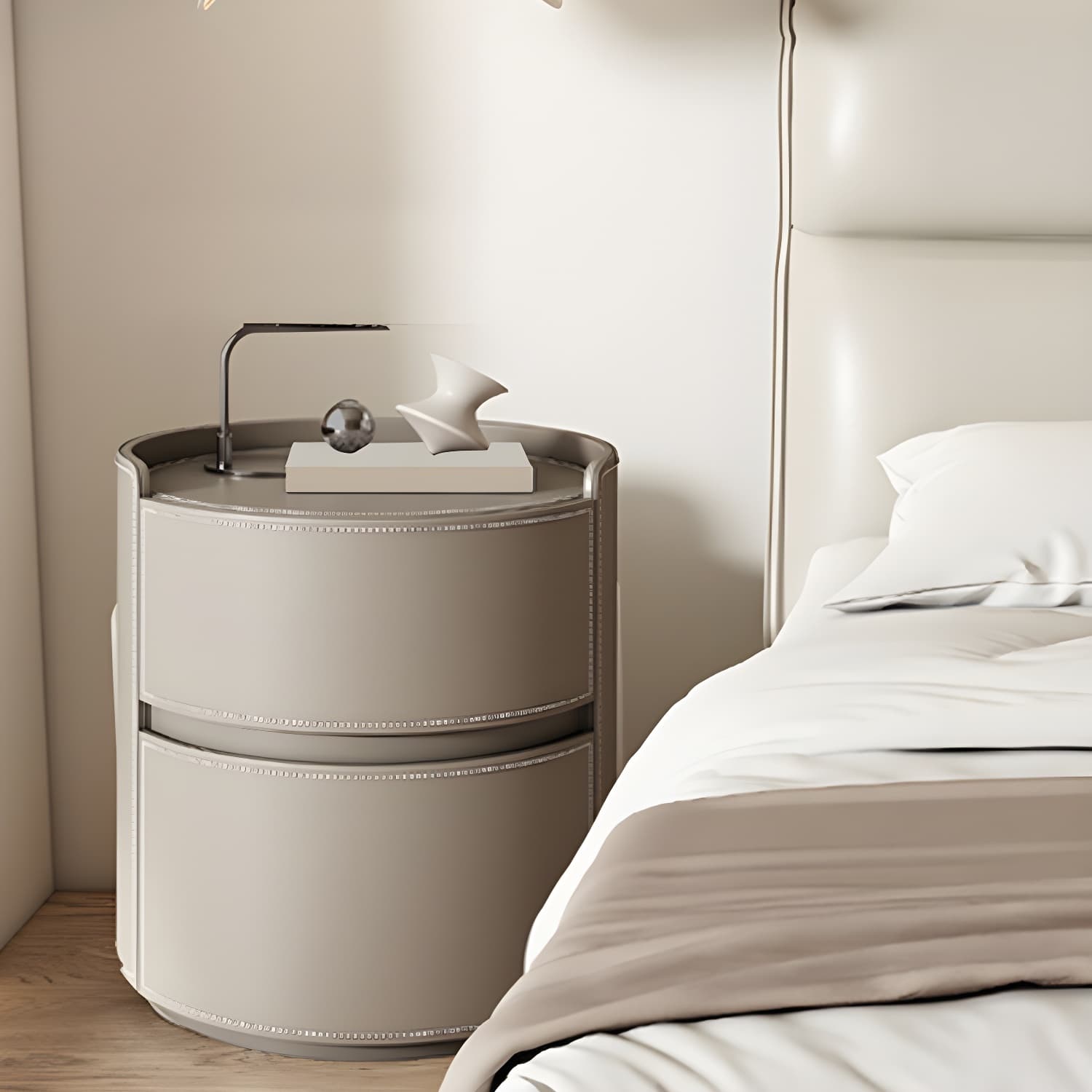 Modern Wood Nightstand with 2 Drawers and No Distressing Brown Color - image 12