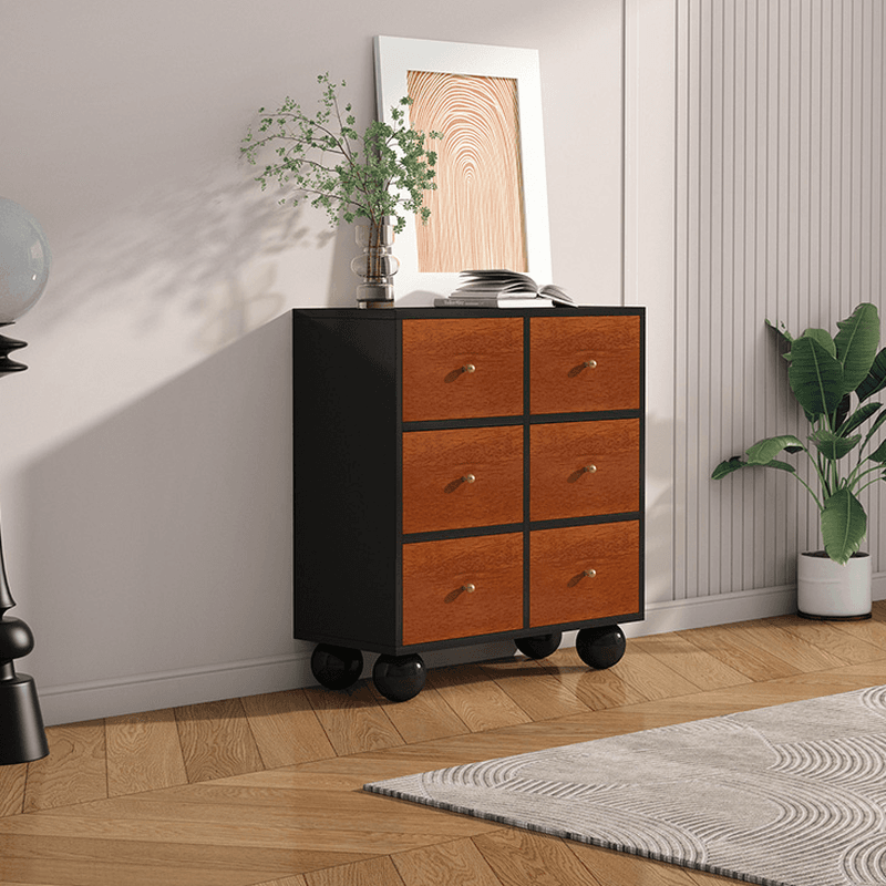 Cocoa Simple Manufactured Wood Console Dresser with 6 or 9 Drawers in Horizontal or Vertical Orientation