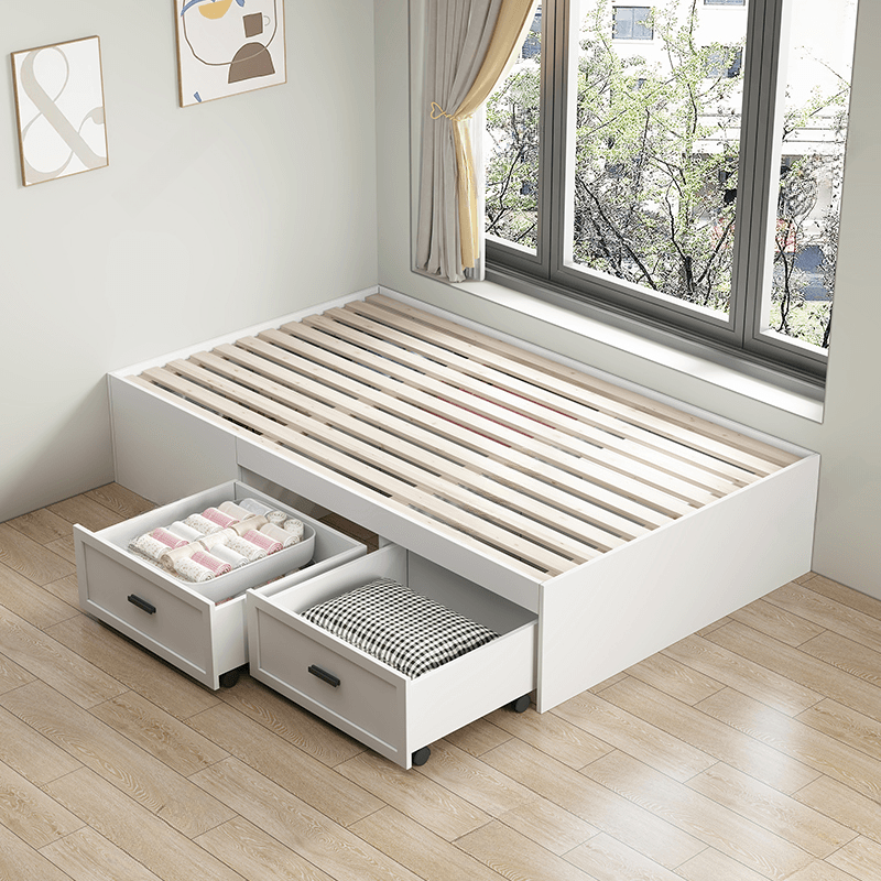 Solid Color Tatami Bed with 2 Drawers for Bedroom