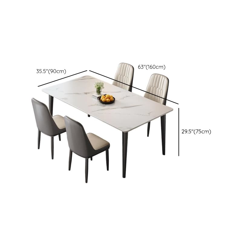 Trendy Rectangular Dining Table with Slate Stone Top, Standard Height, Fixed Table in White, Scratch-shielded - image 14
