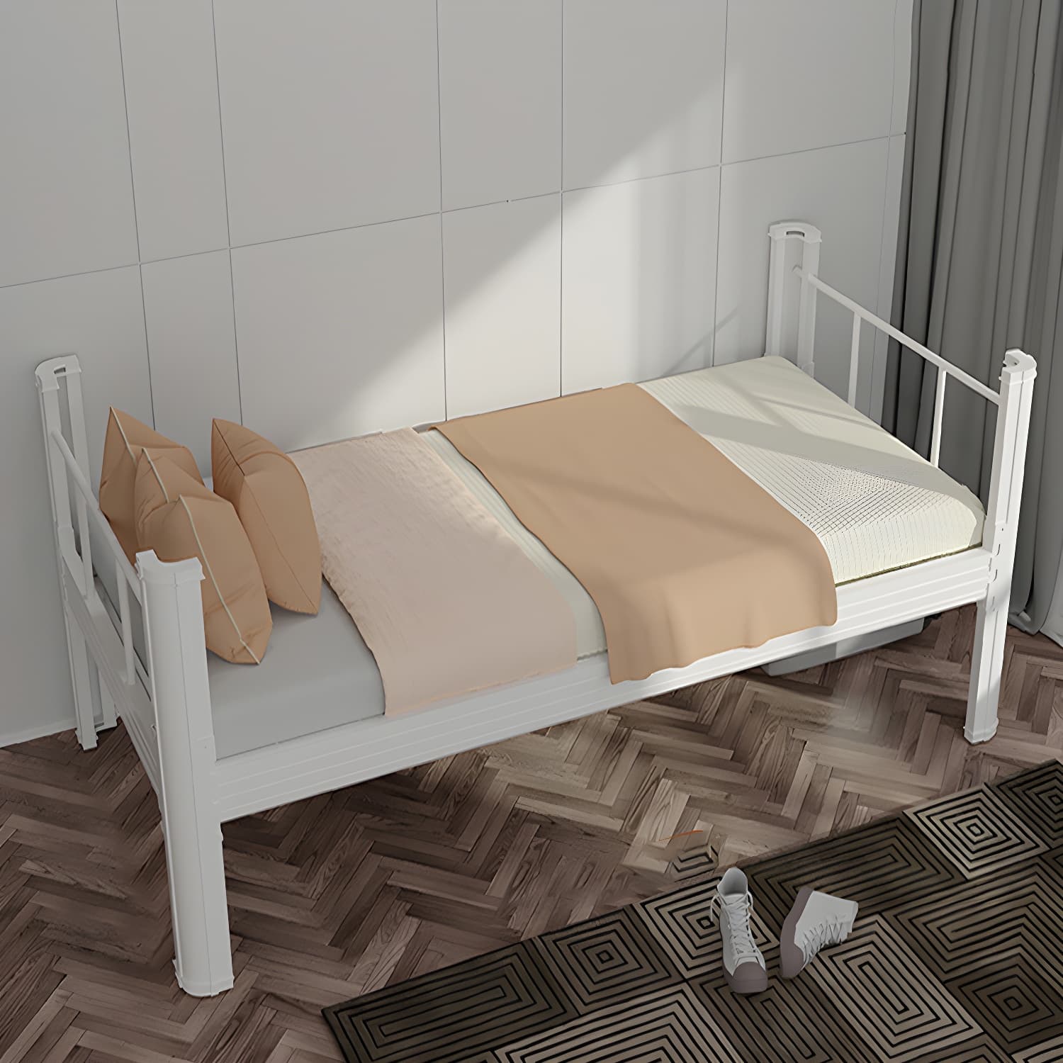 Sleek Iron Frame Modern Bed - Solid Construction and Clean Design for a Restful Sleep