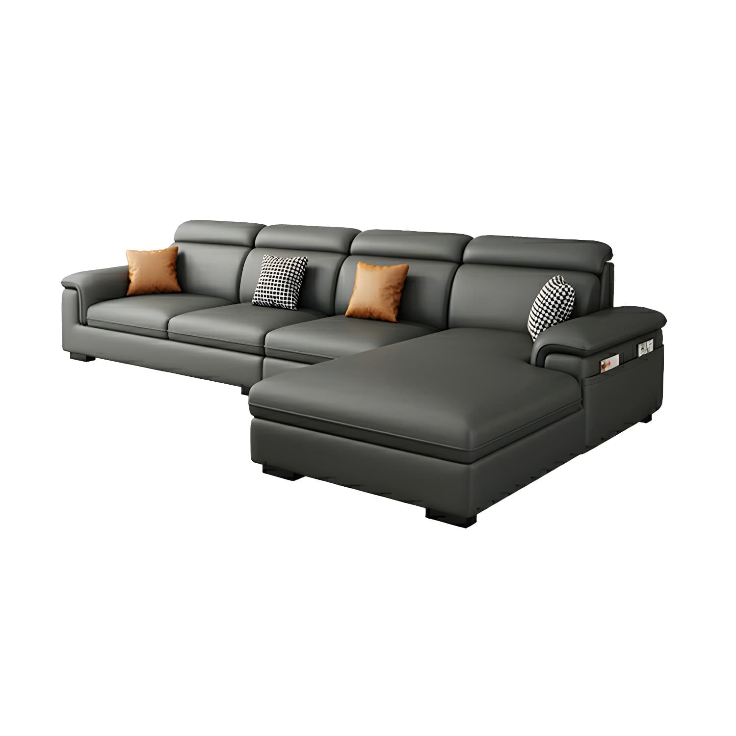 Modern Gray Stationary Sectional Sofa with Pillow Top Arm and Storage - image 9