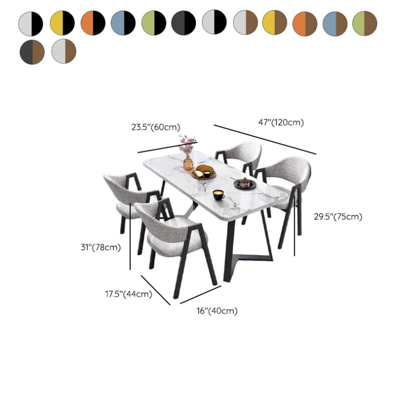 Dining Table Set with Sleighing Recycled Wood Fixed Table and Padded Chair with Back and Armrest, 5-piece - image 15