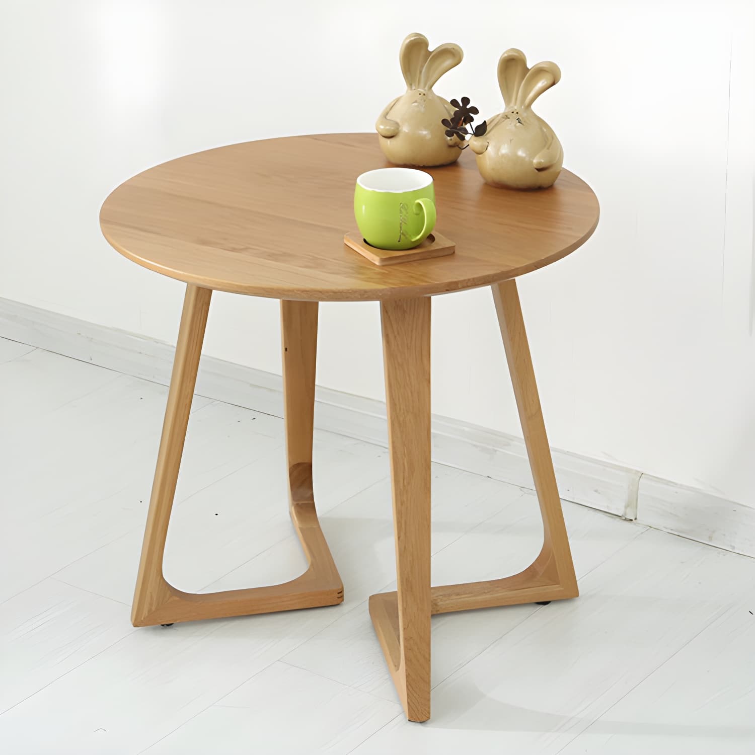 Double Pedestal Oak Solid Wood Dinette Table Modern Style Dining Table - image 8