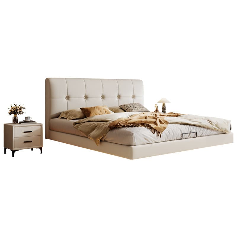 Solid Color Floating Bed with Stitch-tufted Design for Bedroom