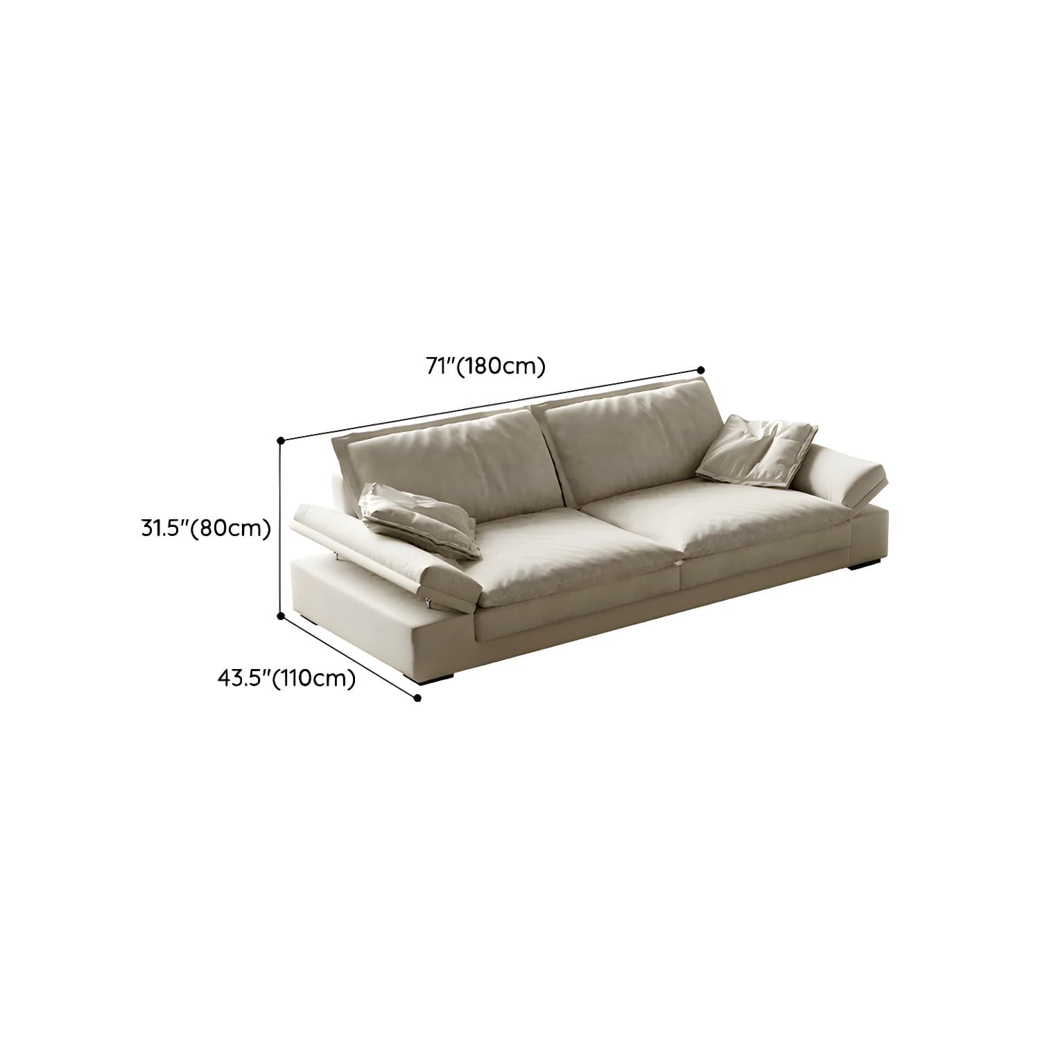 Beige Stationary Modern Sectional Sofa with Pillow Top Arm and Cushion Back - image 9