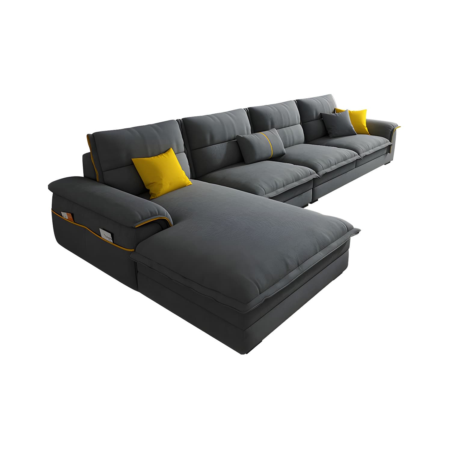 Modern Gray Cotton and Linen Sectional Sofa with Wood Frame and Storage Included - image 12