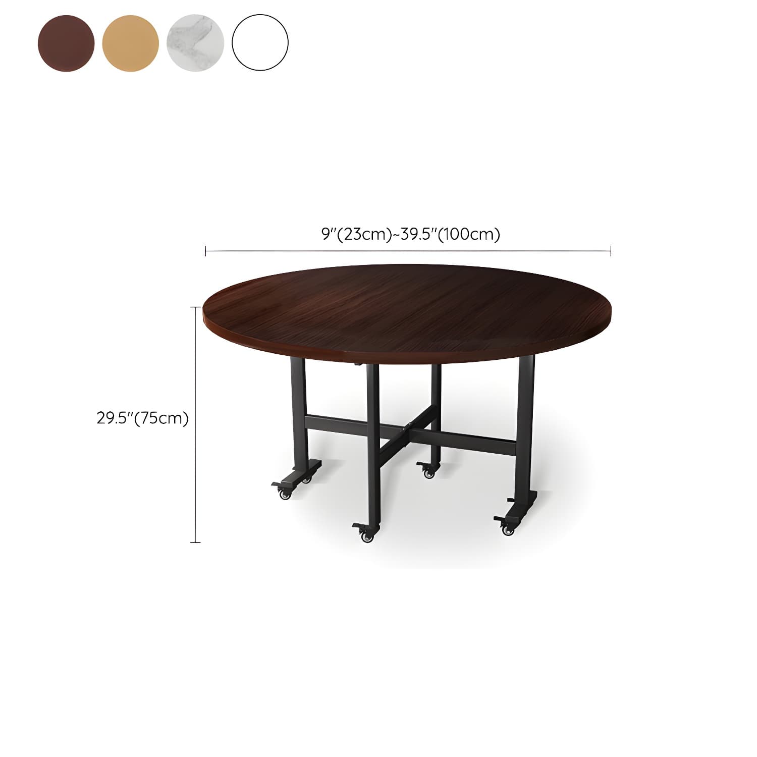 Modern Foldable Dining Table Round Wood Tabletop with Metal Legs - image 15